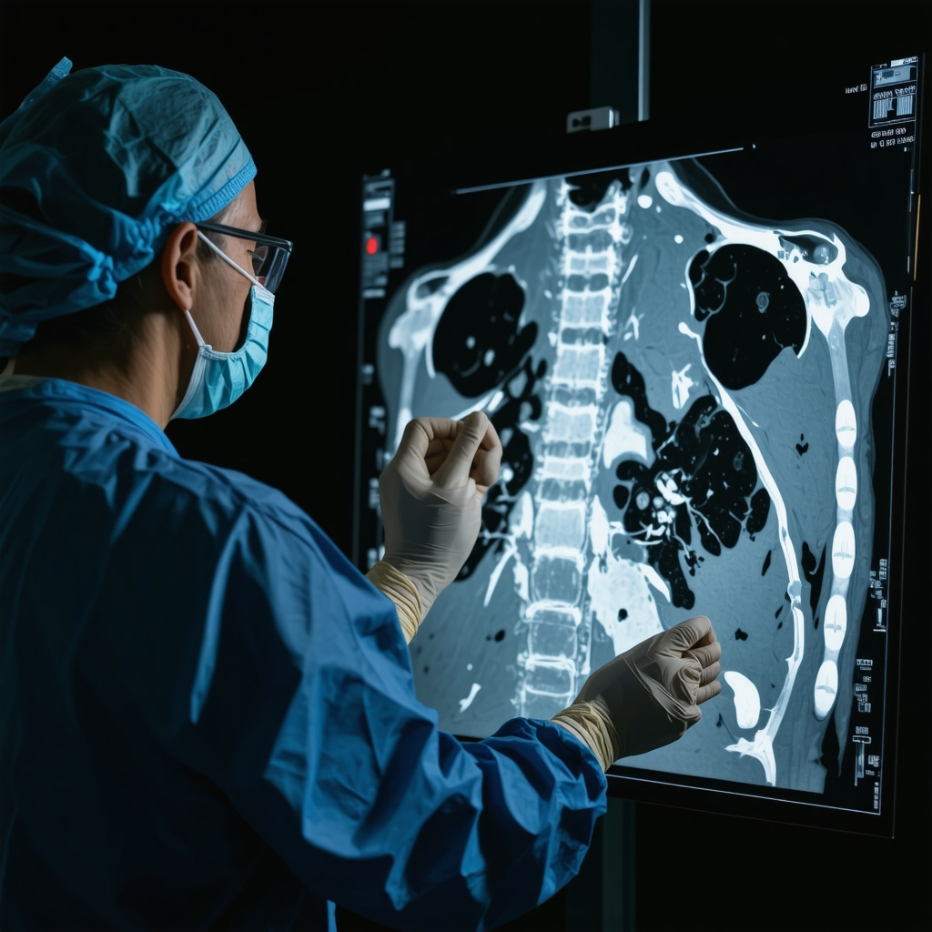 Orthopedic doctor analyzing shoulder MRI scan in a clinical setting
