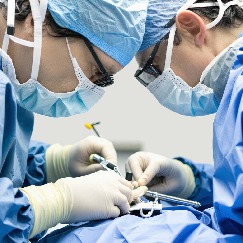 Surgeon using advanced imaging technology during minimally invasive spine procedure.