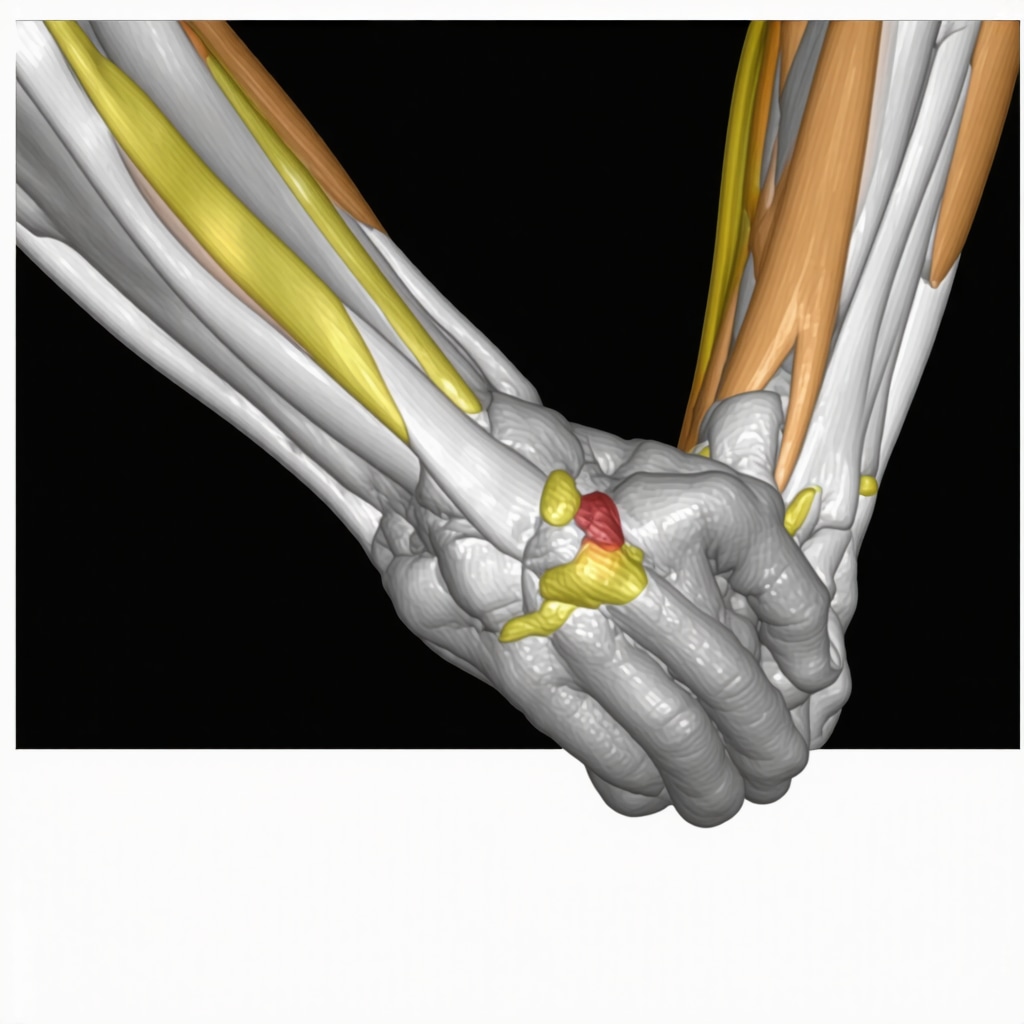 Ultrasound elastography scan depicting nerve stiffness and precise injection points for hydrodissection and PRP therapy in nerve compression treatment