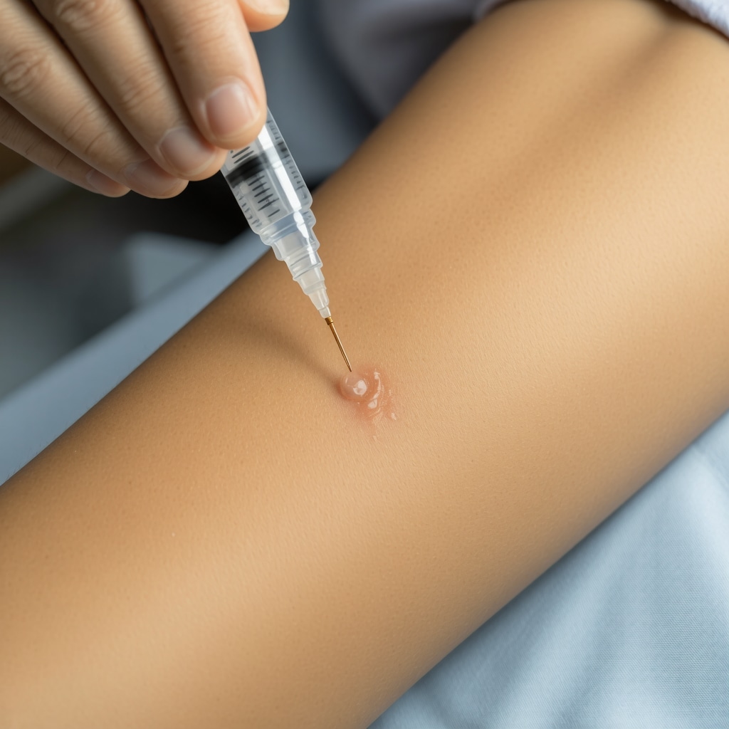Medical professional performing ultrasound-guided trigger point injection with advanced imaging equipment.