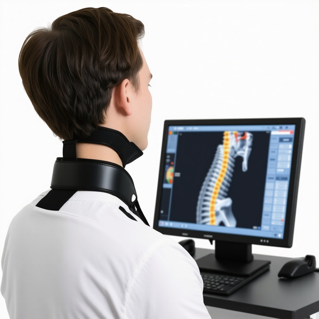 Wearable sensor device on neck monitoring cervical spine movement in real-time
