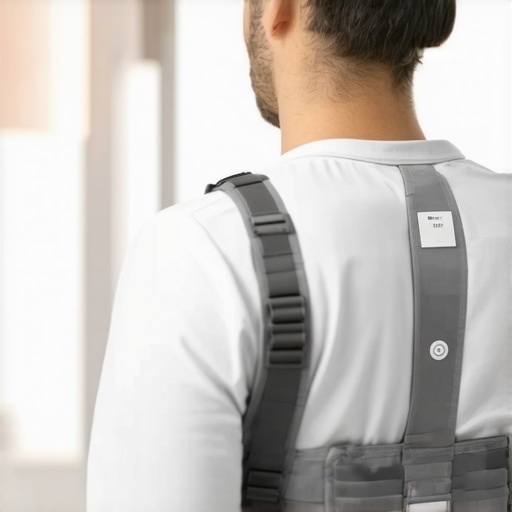 Modern spinal support brace with smart sensors and breathable fabric, showcasing innovation in orthopedic support.