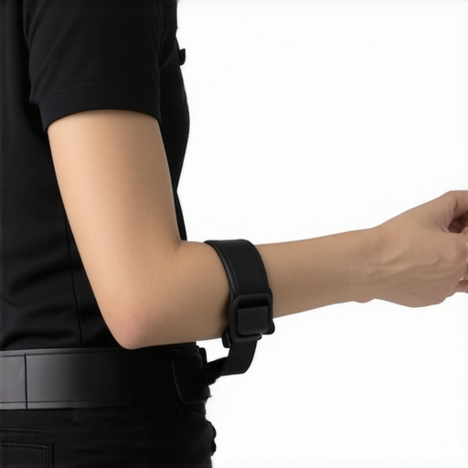 Person using ergonomic support devices to maintain spinal health