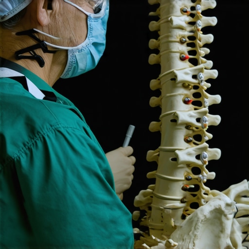 Orthopedic surgeon using advanced 3D imaging and robotic tools for spinal surgery
