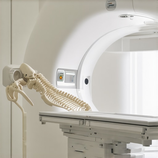 High-resolution MRI scanner performing cervical spine imaging in a hospital