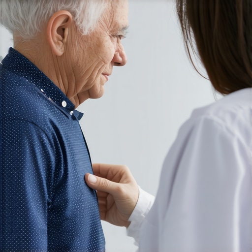 Elderly patient with orthopedic doctor discussing spine health