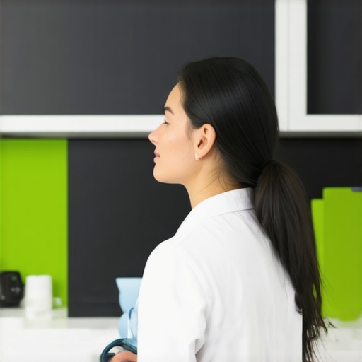 Orthopedic specialist evaluating ergonomic workspace to prevent back pain