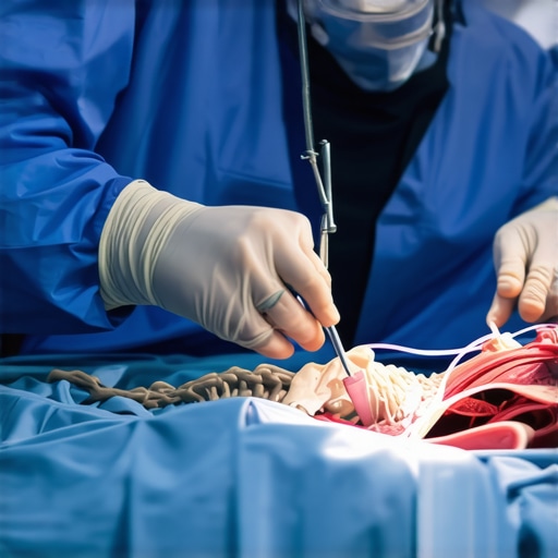 Orthopedic surgeon using advanced minimally invasive techniques during spinal surgery.