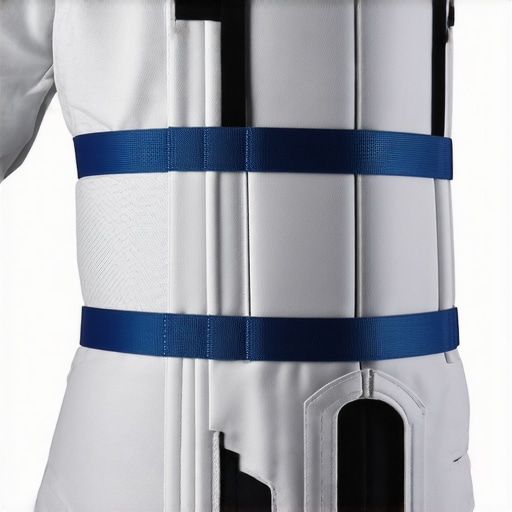 Close-up of a modern orthopedic support brace with breathable fabric and ergonomic features