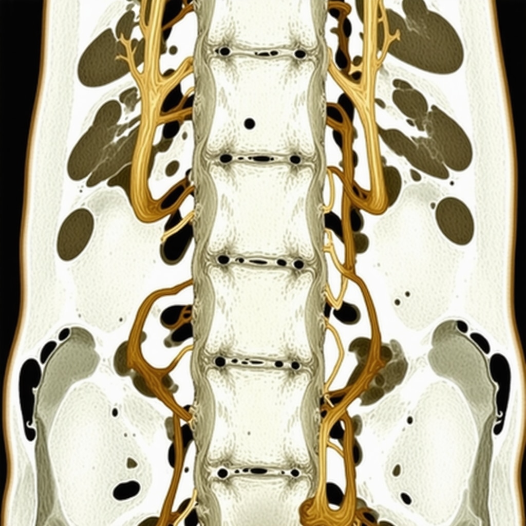 Detailed MRI scan of lumbar spine showing nerve compression for sciatica