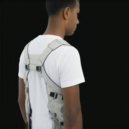 Futuristic orthopedic brace with smart technology and lightweight design for long-term spinal stability