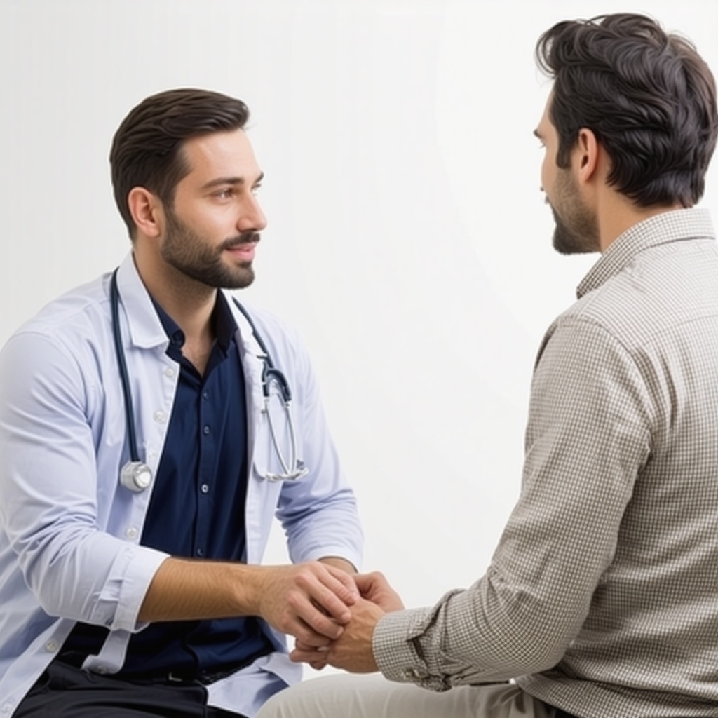 Orthopedic doctor explaining spinal condition to patient