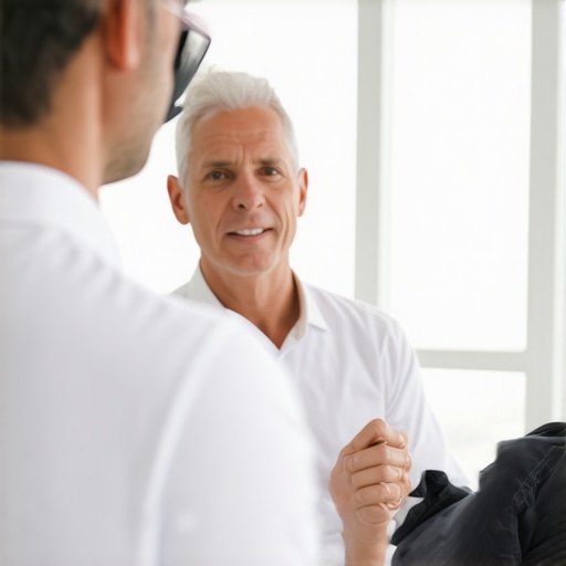 Doctor and patient discussing treatment plan in modern clinic setting.