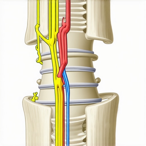 Illustration of spinal anatomy highlighting nerve and structural interactions in back pain.