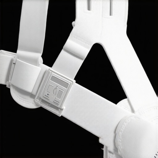 A high-tech orthopedic brace connected to a smartphone app, illustrating innovation in nerve and spine pain management.