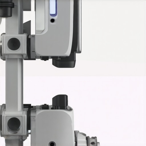 A high-tech, 3D-printed orthopedic brace with embedded sensors, showcasing personalized design in a clinical setting