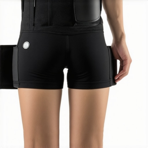Close-up of a lightweight, breathable orthopedic support brace with sensors for real-time monitoring