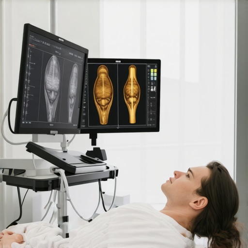 Orthopedic specialist in NJ discussing injury treatment with a patient in front of MRI and X-ray machines.