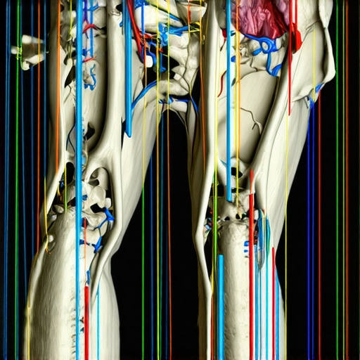 An orthopedic injury mapping image with annotated MRI scans showing nerve compression and injury sites.