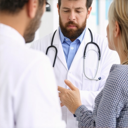 Orthopedic specialist advising patient in New Jersey clinic.