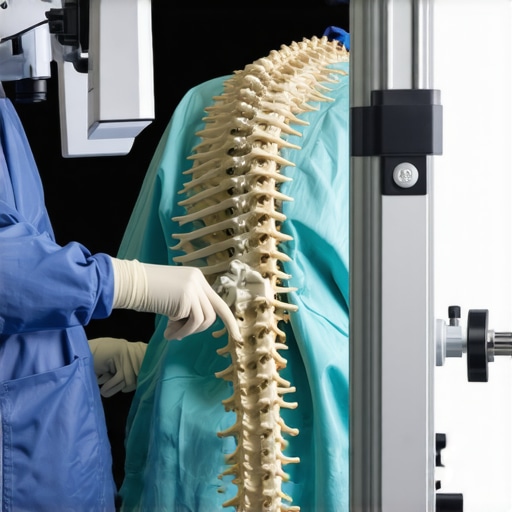 Orthopedic surgeon using robotic tools for precise spine surgery
