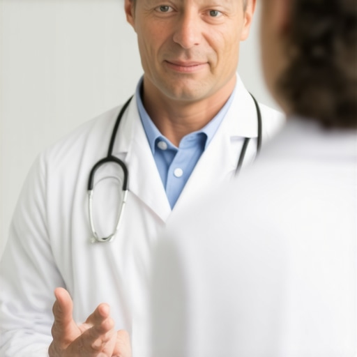 Orthopedic doctor explaining diagnosis to patient at clinic