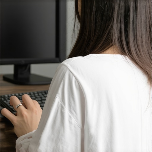 Person working at an ergonomic desk with lumbar support and posture reminder app on screen.