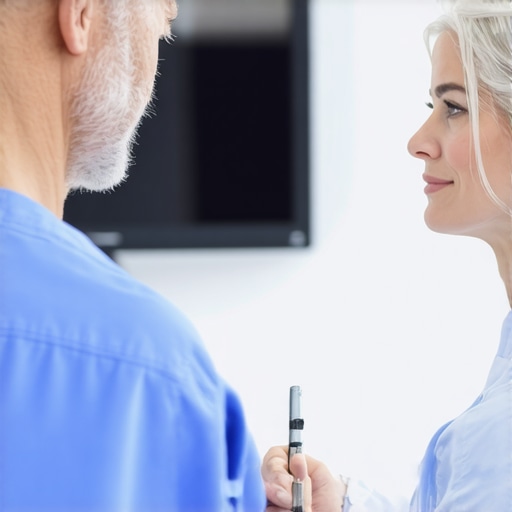 Informed Consultation for Spine Surgery Spine surgeon explaining risks and benefits to patient during consultation