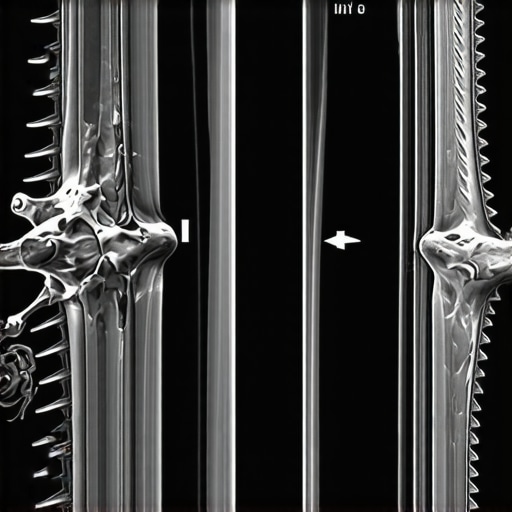 Comparison of MRI and X-ray images showing spinal structures